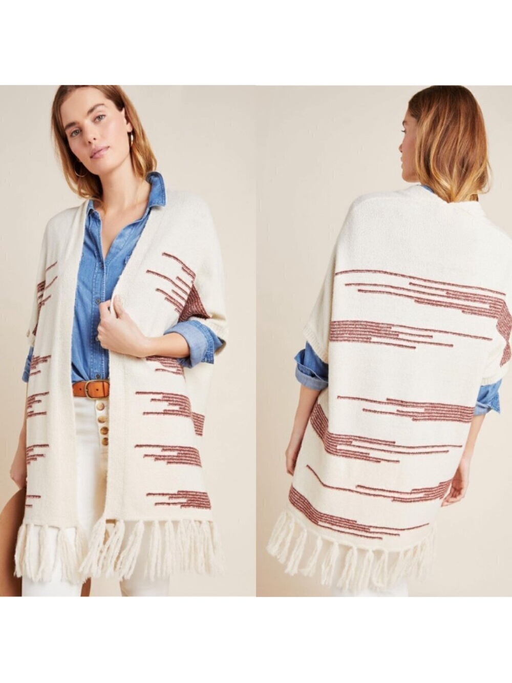 NWT Anthropologie Canyon Fringe Wrap Sweater